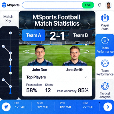 Football match statistics and data interface on MSports platform