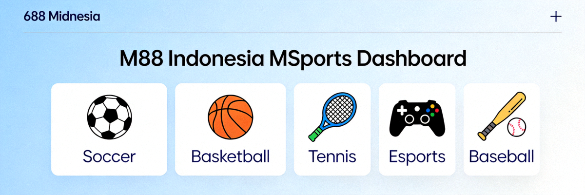 M88 Indonesia MSports platform dashboard overview showing sports categories