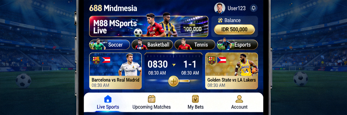 Mobile application interface of M88 Indonesia MSports platform